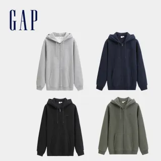 【GAP】男裝 Logo刺繡刷毛連帽外套 -多款任選(788129)
