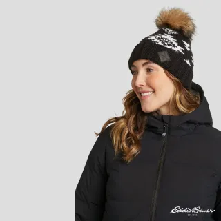 【Eddie Bauer】女款Pacific Ridge 毛球針織毛帽-黑色(16390263)