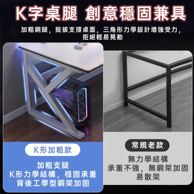 【UVLED 鈺創合成】巨穩K型戰艦電競桌 140*60贈主機托盤(電腦桌/工作桌/辦公桌/書桌/桌子/寫字桌)