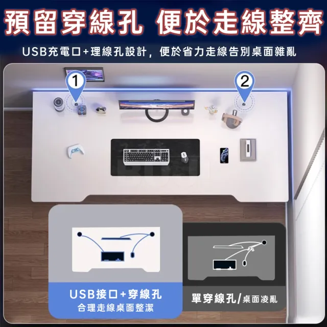 【UVLED 鈺創合成】巨穩K型戰艦電競桌 140*60贈主機托盤+增高架(電腦桌/工作桌/辦公桌/書桌/桌子)