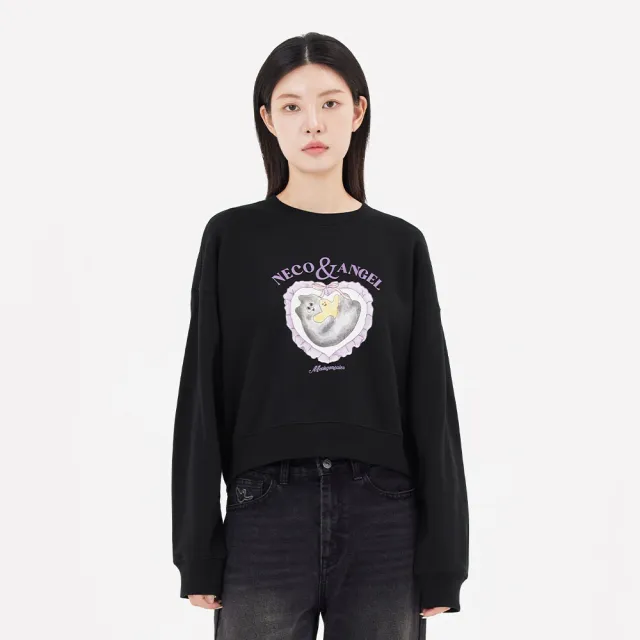 【Mark Gonzales】女裝 NECO 與小天使愛心大學T-黑色