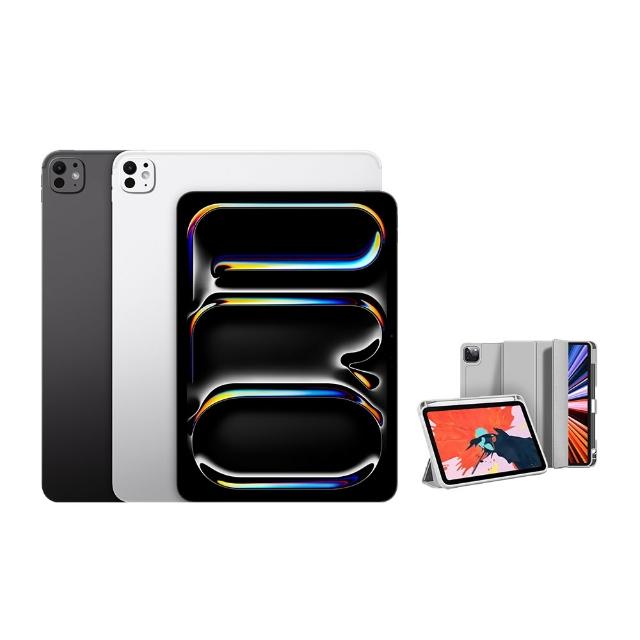 【Apple】2025 iPad Pro M5晶片/11吋/WiFi/512G 平板電腦(三折筆槽殼+鋼化保貼組)