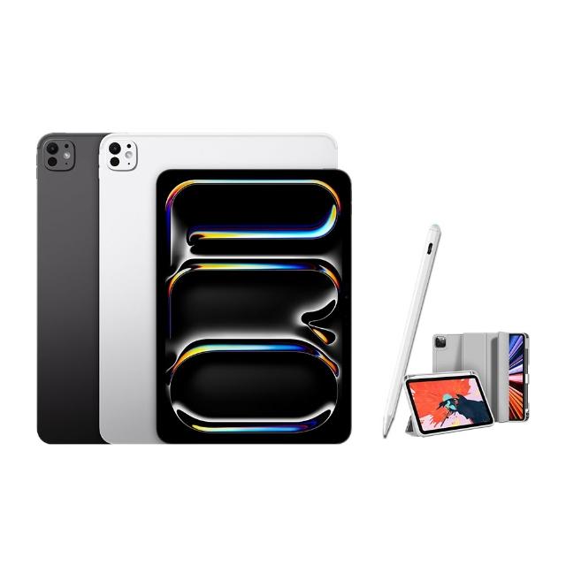 【Apple】2025 iPad Pro M5晶片/13吋/WiFi/256G 平板電腦(A04 Plus觸控筆+三折筆槽殼+鋼化保貼組)