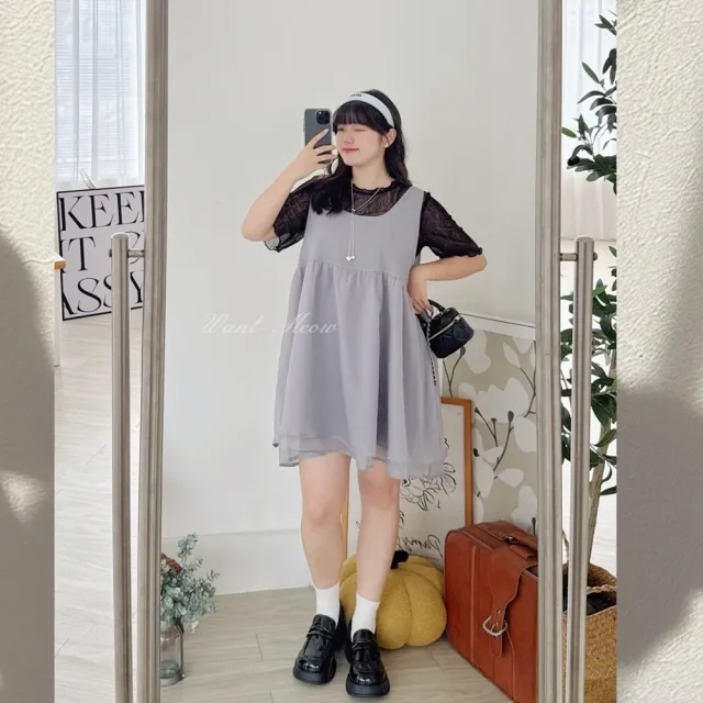 【Want-Meow】90公斤可穿/質感浪漫正反兩穿日系大蝴蝶結短洋裝(大碼/大尺碼/加大碼/孕婦裝/婚禮/洋裝)