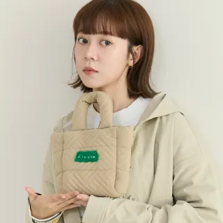 【a la sha】壓紋鋪棉毛毛標小提袋