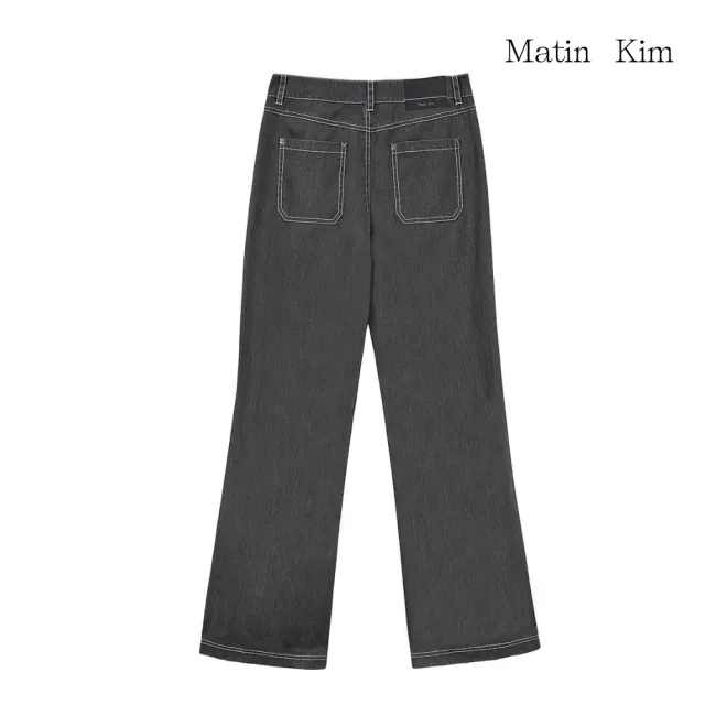 【MATIN KIM】官方旗艦 側壓褶細節牛仔褲(炭灰)