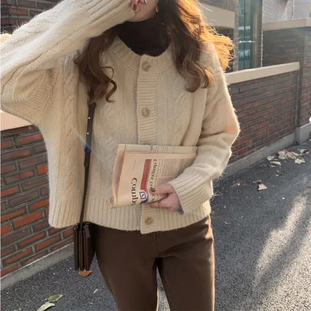 【AS 梨卡】女裝 針織外套 柔軟親膚 毛衣外套 寬鬆針織外套 顯瘦外套 麻花毛衣DR126(針織外套)