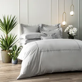 【WEDGWOOD】100%長纖棉刺繡 薄被套床包枕套四件組(雙人任選｜60支300織)