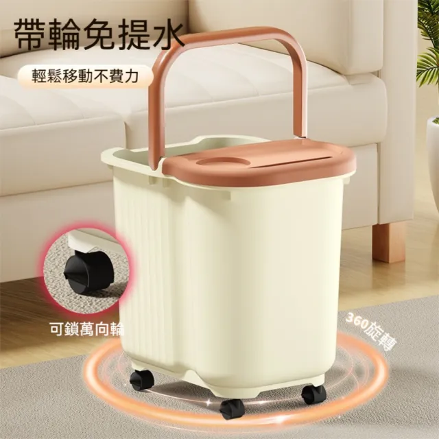 【晴安居】家用大容量滾珠按摩足浴桶 帶蓋持久保溫祛寒放鬆SPA泡腳桶(大號1入)