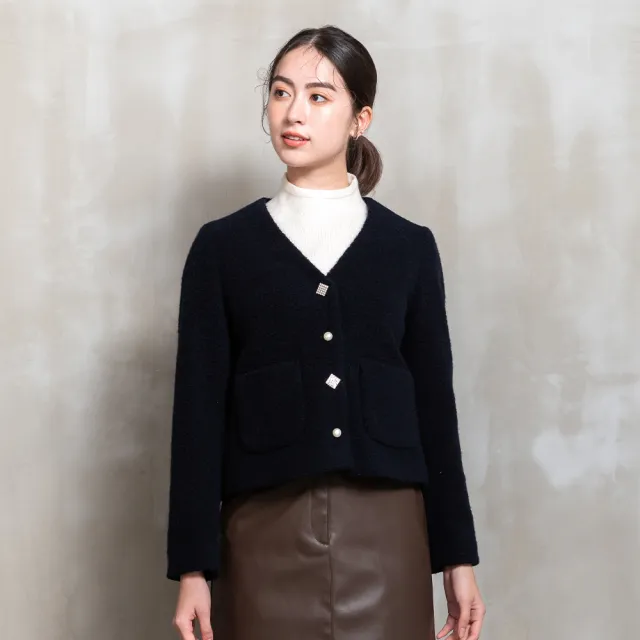 【perng yuh 芃諭名品】恬感維度 毛圈針織布 V領外套(2025 AW Collection|4C秋冬新品上市)