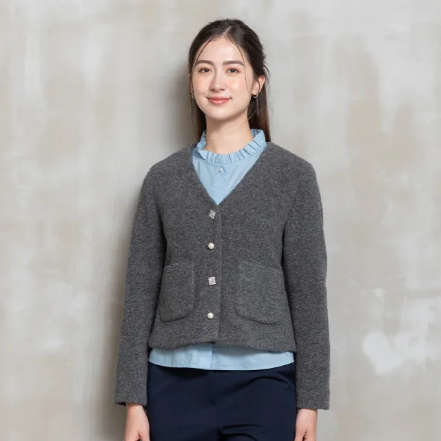 【perng yuh 芃諭名品】恬感維度 毛圈針織布 V領外套(2025 AW Collection|4C秋冬新品上市)