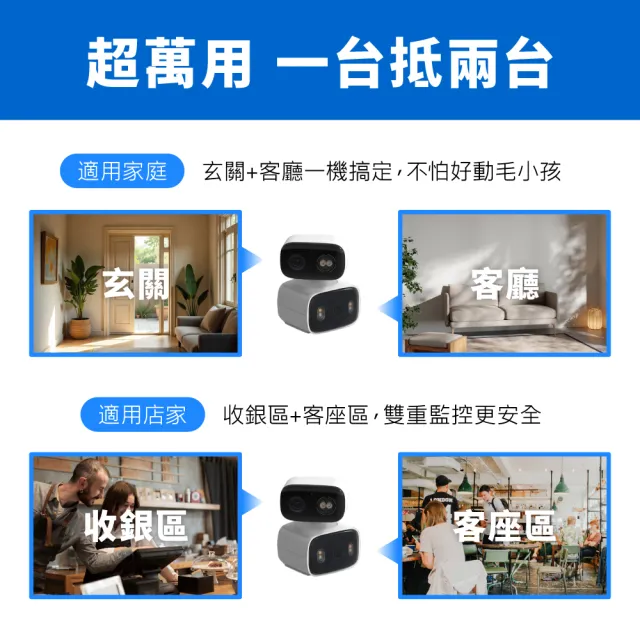 (尾牙採購5入組)TP-Link Tapo C246D 雙鏡頭2K300萬畫素室內/室外 AI智慧偵測 固定+旋轉無線網路Wi-Fi監視器