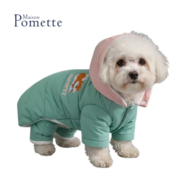 【Maison Pomette】連帽可拆四腳棉衣.綠色 狗狗衣服 S-2XL(瑪頌·波美特)