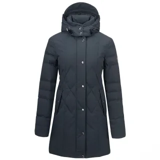 【ATUNAS 歐都納】女款HEAT CORE蓄熱保暖中長版羽絨外套(A1GA2532W藍黑/防潑水/防風/休閒/旅遊/百搭款)