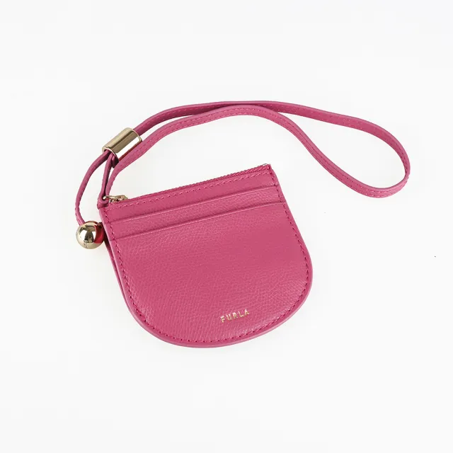 【FURLA 芙拉】FURLA LAURA 吊帶卡夾零錢包(粉紅)