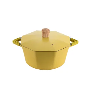 【八角維京】奈米銀抗菌加工 不沾鍋 24cm湯鍋 IH爐可用鍋-贈原廠抗菌鋁蓋(檸檬黃)