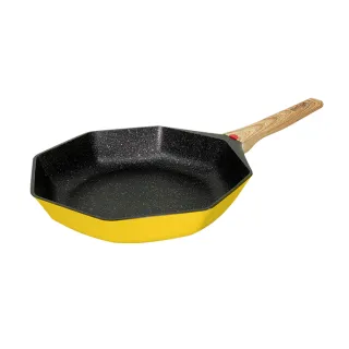 【八角維京】奈米銀抗菌加工 不沾鍋 平底鍋 28cm煎炒鍋 IH爐可用鍋-無蓋(檸檬黃)