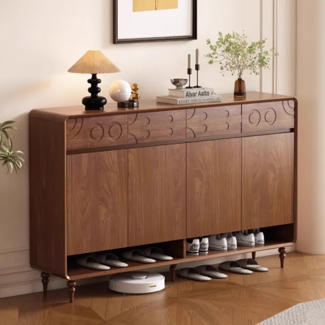 【銘利萊】實木入戶鞋櫃 大容量玄關儲物櫃 簡約現代鞋櫃 陽台收納櫃(ZD660款 全實木 100*39.5*103)