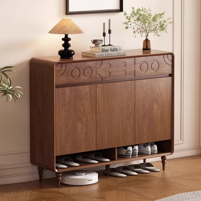 【銘利萊】實木入戶鞋櫃 大容量玄關儲物櫃 簡約現代鞋櫃 陽台收納櫃(ZD660款 全實木 100*39.5*103)