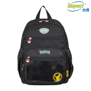 【IMPACT 怡寶】寶可夢徽章系列-後背包-黑色(IMQPKM004BK｜可放其他寶可夢徽章)