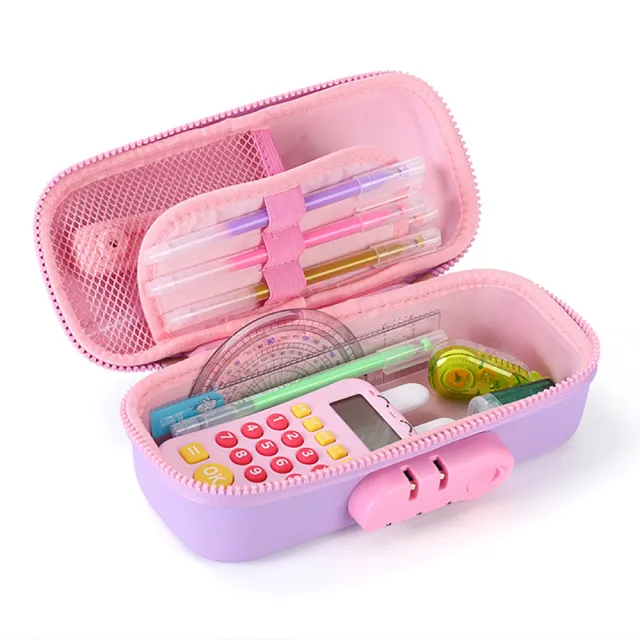 【SANRIO 三麗鷗】EVA材質閃亮可愛造型超大容量防水硬殼筆袋鉛筆盒-酷洛米/大耳狗/美樂蒂(密碼鎖筆盒)
