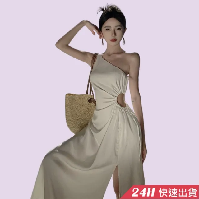 【AS 假日泳裝】洋裝 連身裙 白色長洋裝 小仙女 知性洋裝 洋裝喜宴 收腰長洋裝 辣妹洋裝 C6588