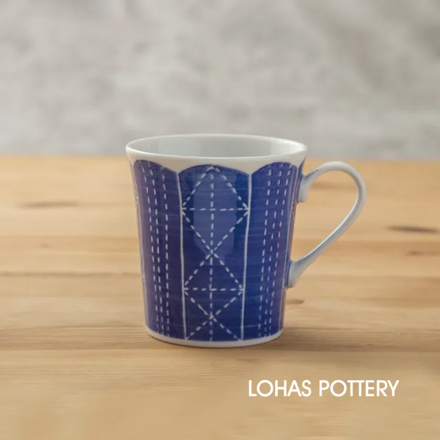 【LohasPottery 陸寶】日本製 美濃燒 komon × 薄輕 馬克杯雙入組｜黑白 × 藍白(超值雙杯組圖案任選)