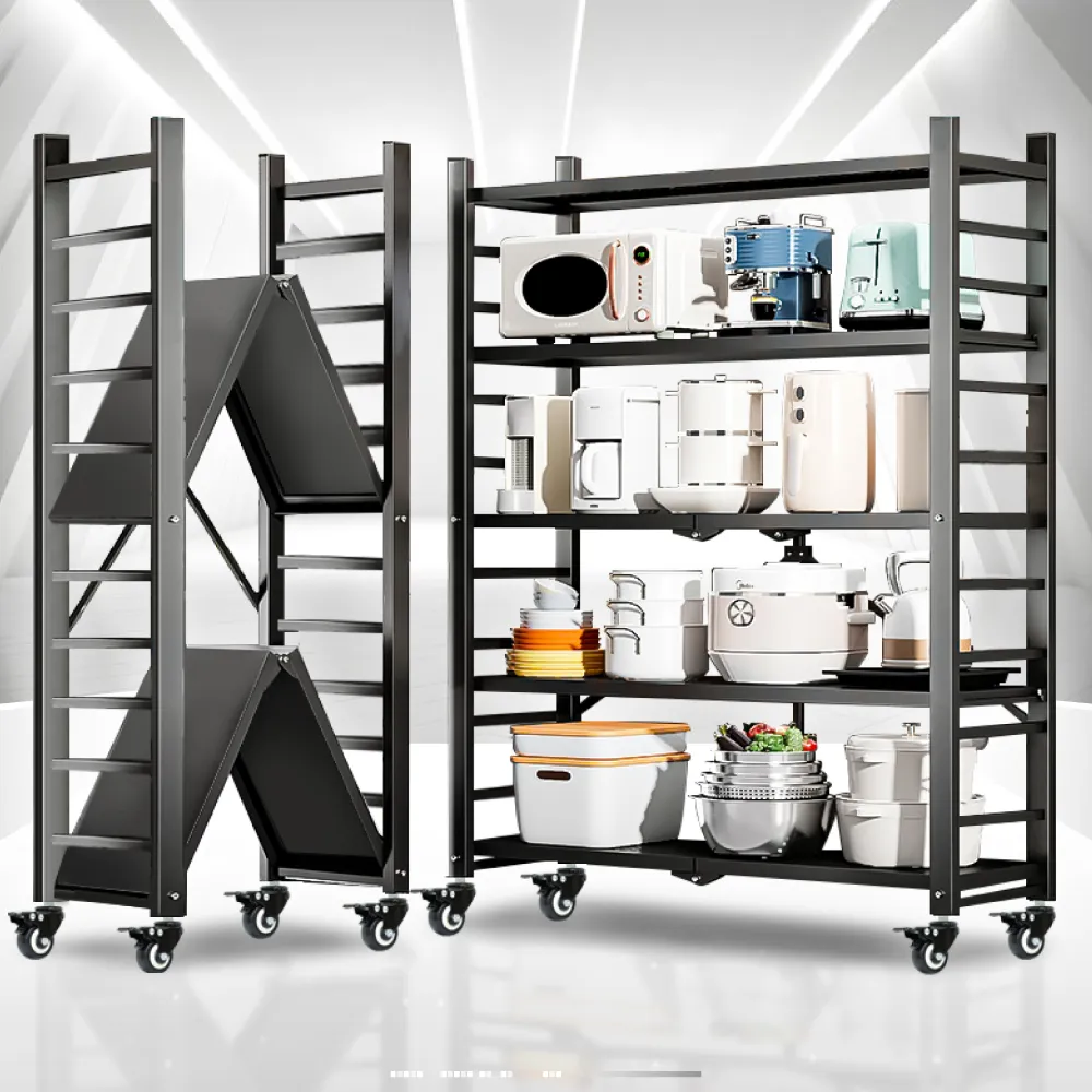 【ONE HOUSE】五層100寬_可調層板  洛克巨型免安裝摺疊置物架(免組裝/收納櫃/收納架/層架/鐵架/書架)