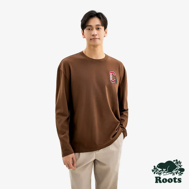【Roots】Roots男裝-HERITAGE 長袖上衣(咖啡棕)