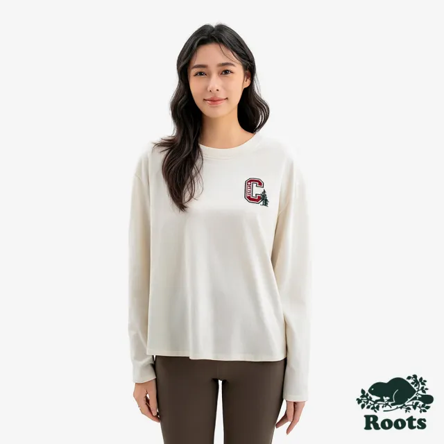 【Roots】Roots女裝- HERITAGE 長袖上衣(象牙白)