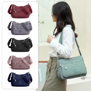 【吉豐洋行】買一送一長輩最愛休閒款大容量防潑水多層尼龍斜背包/側肩包/大包(多款多色2入組任選)