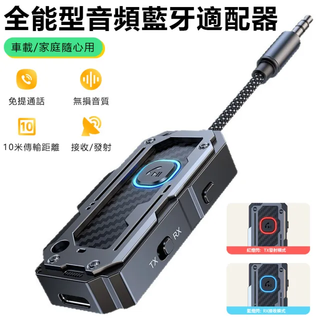 【Nil】C82 全能型音頻藍牙適配器 藍牙5.4 AUX車載音響接收器 車家兩用 飛機電視耳機手機發射器
