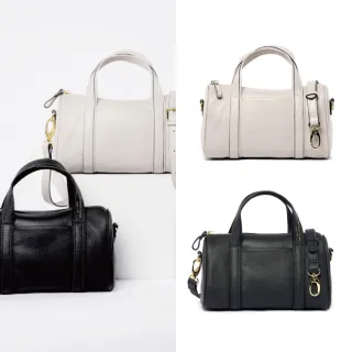 【PEPPER’S】交換禮物 FUTUREME 真皮迷你手提波士頓包 - 簡約黑/月光灰(波士頓包 真皮 迷你波士頓包)