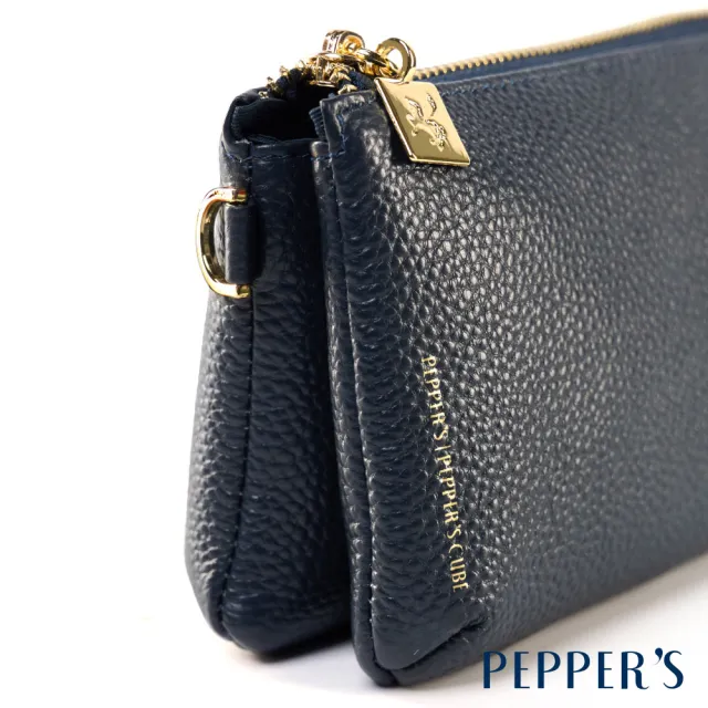 【PEPPER’S】交換禮物 CUBE 真皮雙層拉鍊隨身小包 - 薄荷綠/午夜藍(隨身小包 真皮)