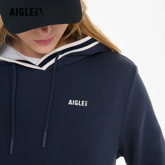 【AIGLE】女 休閒連帽長袖T恤｜AG-4A274(女裝 T恤 長袖T恤 帽T 兜帽衣)