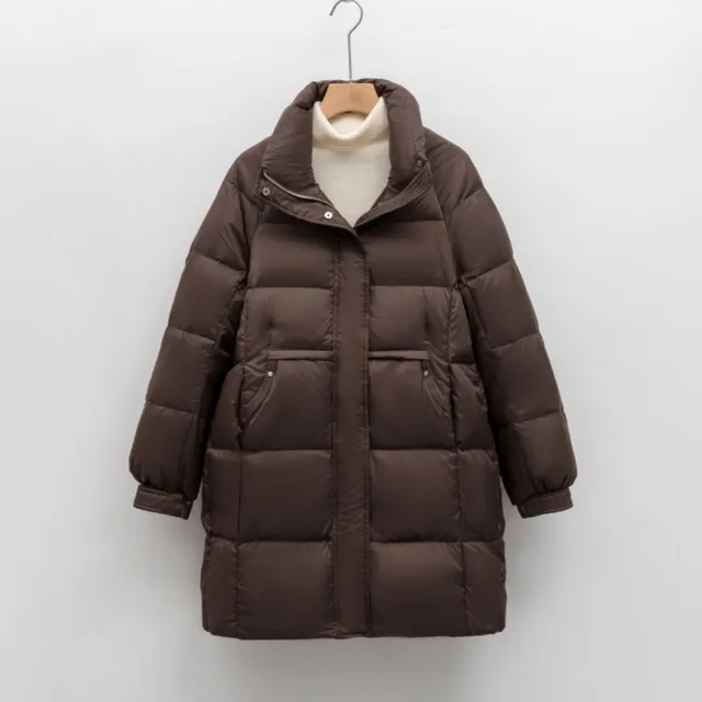 【巴黎精品】頂級真羽絨外套90%鴨絨羽絨衣秋冬(長款保暖女外套4色n1lw89)