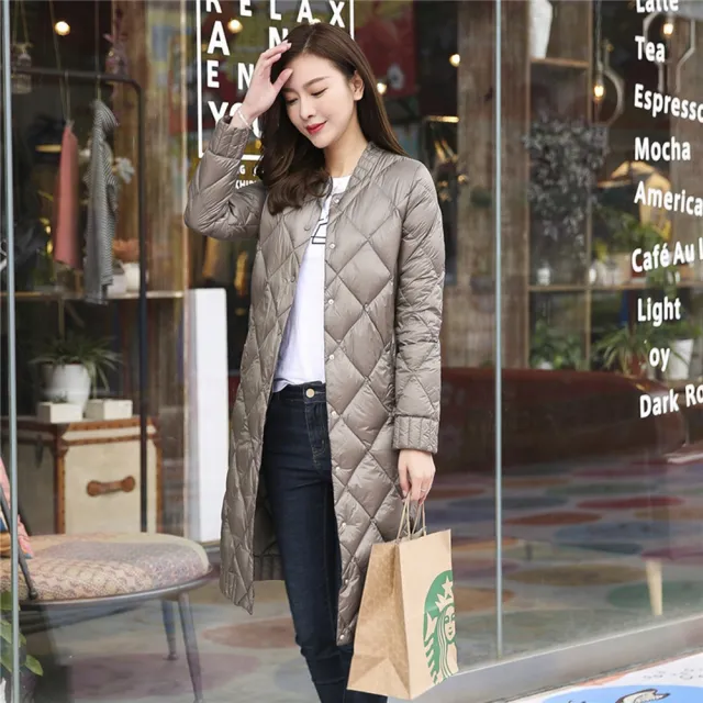 【巴黎精品】頂級真羽絨外套90%鴨絨羽絨衣秋冬(圓領菱形格女外套3色n1lw74)