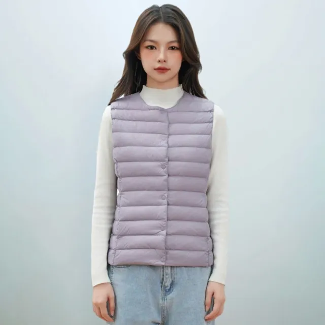 【巴黎精品】頂級真羽絨背心90%鴨絨羽絨衣秋冬(圓領V領女外套12色n1lw4)（其他規格）