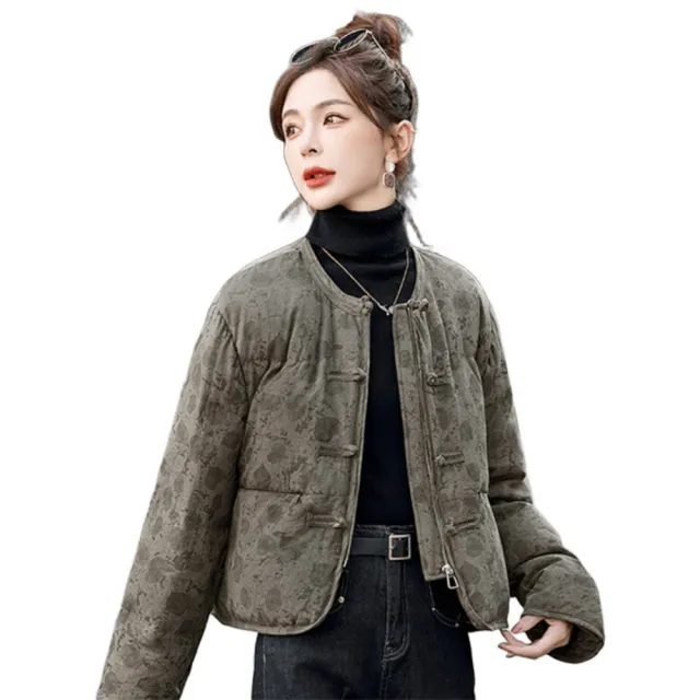 【巴黎精品】頂級真羽絨外套新中式90%白鴨絨羽絨衣大碼女裝(圓領碎花5色n1mh29)