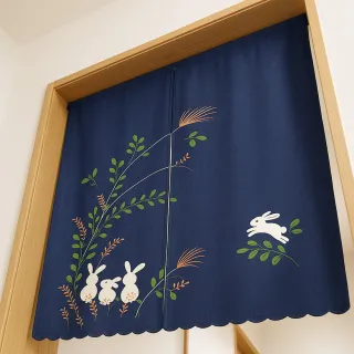 【PLUSIEURS】藍染日棉彩色刺繡門簾(寬85*高120公分 送伸縮門桿)