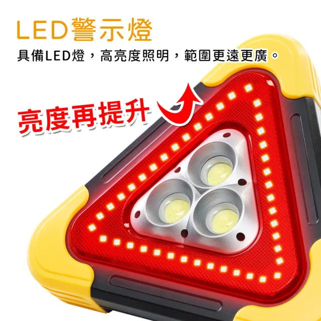 【OMyCar】新一代 加大款 超亮太陽能LED三角警示燈-附USB充電線(站立/手提兩用 故障標誌 地震必備)
