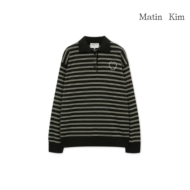 【MATIN KIM】官方旗艦 心形LOGO翻領條紋上衣(多)