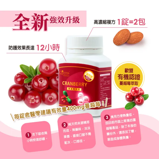 【Queens` choice】高濃縮蔓越莓強效錠 10罐組(30錠/罐-女性私密呵護 蔓越莓 乳酸菌 洛神花 維他命C)