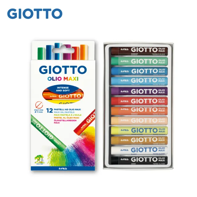 【GIOTTO】兒童粉蠟筆(12色)｜兒童蠟筆 兒童繪畫 著色筆