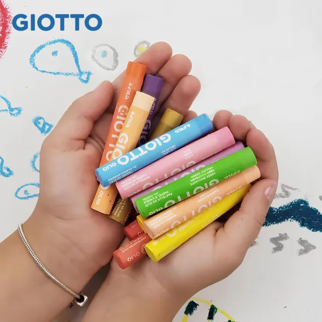 【GIOTTO】兒童粉蠟筆(12色)｜兒童蠟筆 兒童繪畫 著色筆