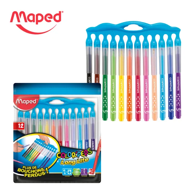 【法國Maped】連蓋式長效型彩色筆12色