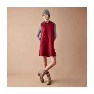 【Le Polka】開叉針織連身短洋裝-女