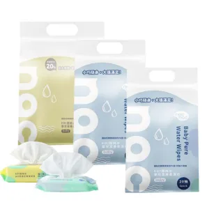【nac nac】EDI嬰兒潔膚柔濕巾入門組(20抽x12包+60抽x3包/純水溼紙巾/嬰兒柔膚巾)