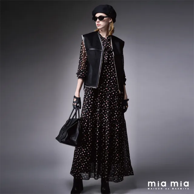 【mia mia】圓點綁帶蛋糕長洋裝
