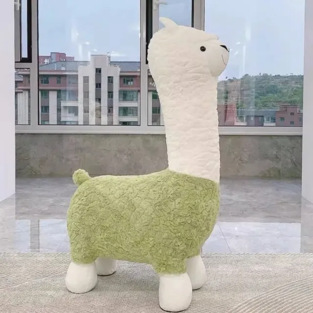 凳子 擺件 羊駝凳子 搬家禮物 毛絨動物座椅(65*35*110CM/柔軟舒運/不易側翻/坐不塌陷)